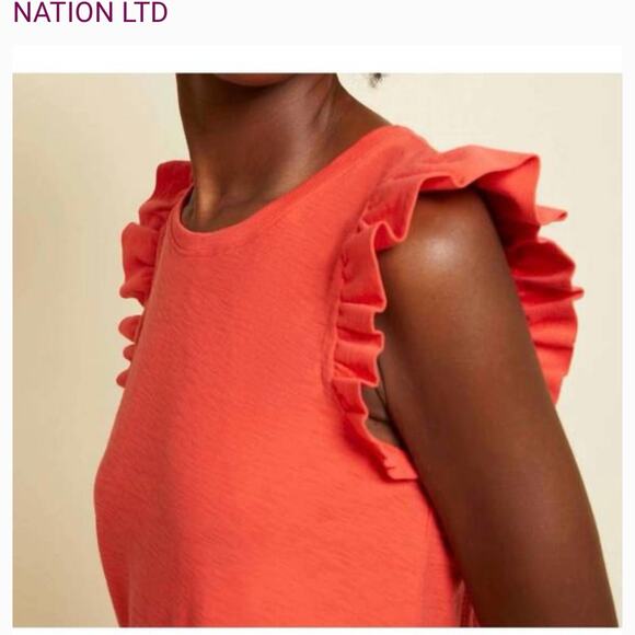 Nation LTD Steffi Mini Dress Size XS Red Flutter Sleeve Cotton - Picture 3 of 7